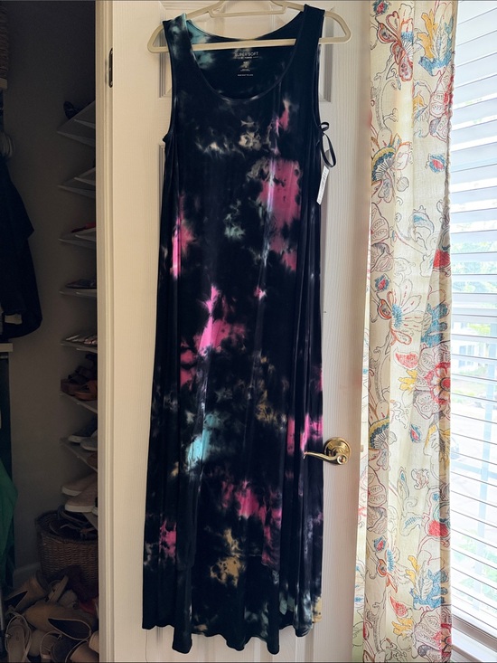 Torrid Curve Dresses & Skirts - Tie-Dye High-Low Maxi Dress - Black with Pink & Blue Accents